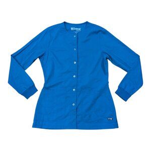 Grey's Anatomy Barco Women's Scrub Jacket Warm-Up Snap Up Galaxy Blue Sz Small